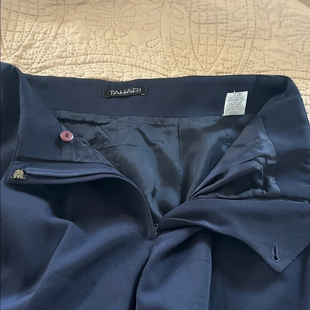 Tahari Navy blue Wide-Leg Trousers - Picture 6 of 10